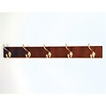 Wooden Mallet 5 Hook Coat Rack; Mahogany, Brass (WDNM201)