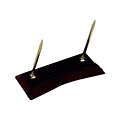 Dacasso Burgundy Leather Double Pen Stand; Gold Trim (DCSS266)