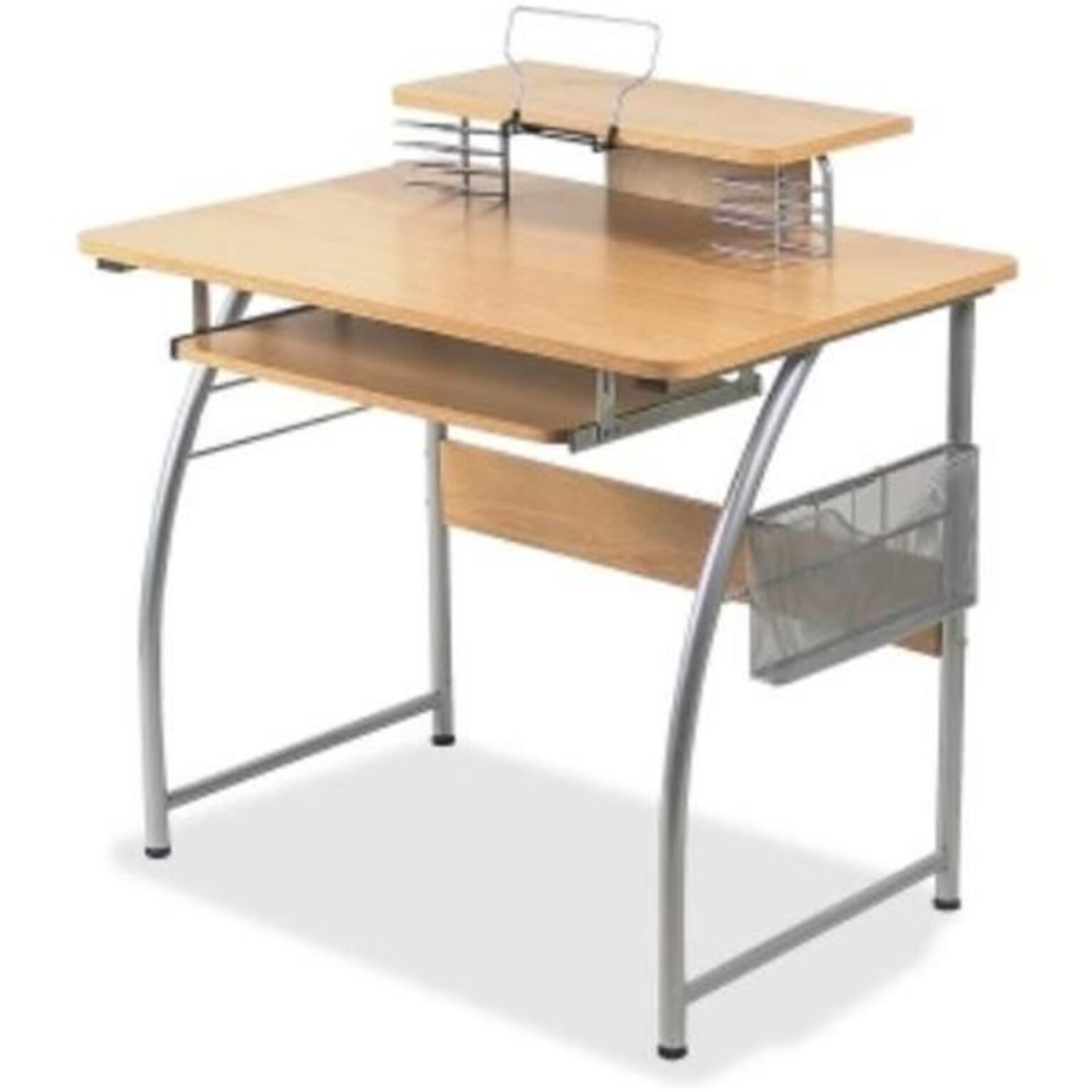 Lorell Computer Desk with Upper Shelf, 23.6W x 35.4D x 35.2H, Maple (LLR14337)