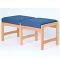 Wooden Mallet Fabric Two Seat Bench in Medium Oak; Blue, WDNM1094