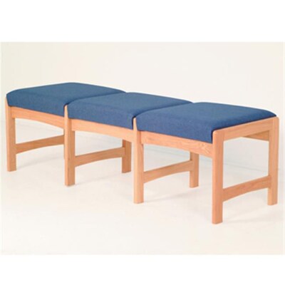 Wooden Mallet Three-Seat Bench in Mahogany; Watercolor Blue (WDNM1124)