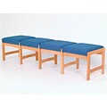 Wooden Mallet Fabric Four Seat Bench in Medium Oak; Cream, WDNM1239