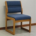 Wooden Mallet Valley Armless Guest Chair in Medium Oak/Leaf Blue (WDNM688)