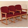 Wooden Mallet DW7-3LOVW Prairie Three Seat Chair with Center Arms in Light Oak; Wine (WDNM1379)