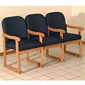 Wooden Mallet DW7-3MOAB Fabric Prairie Three Seat Chair w/Center Arms in Med Oak; Blue, WDNM1404