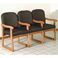 Wooden Mallet Prairie Three-Seat Chair with Center Arms in Medium Oak/Arch Slate (WDNM1408)