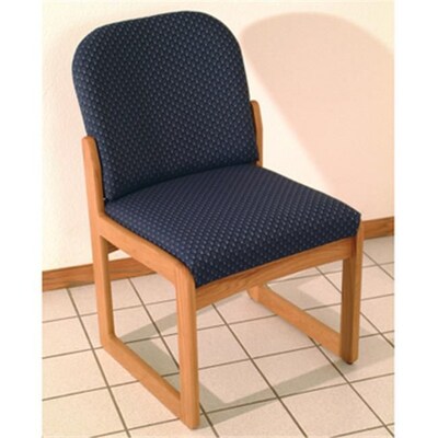 Wooden Mallet Prairie Fabric Armless Guest Chair in Mahogany; Blue, WDNM1514