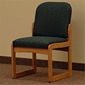 Wooden Mallet Prairie Fabric Armless Guest Chair in Medium Oak; Leaf Green, WDNM1531