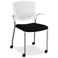 Lorell Plastic Back Guest Chair, Fabric White Seat, Plastic White Back, 20.5 x 22 x 34.5 Overall Dimension