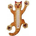 Songbird Essentials Climbing Orange Tabby Cat Small Window Thermometer