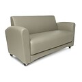OFM Interplay Polyurethane Double-Seat Sofa, No Tablet, Taupe (822-PU607NT)