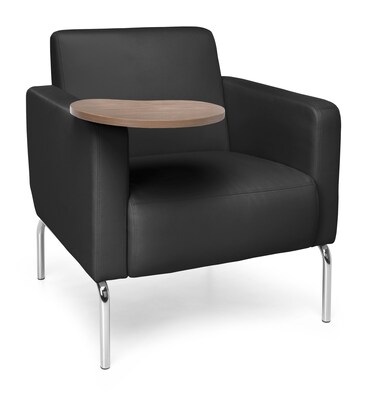OFM Triumph Lounge Chair with Vinyl Seat and Chrome Frame, Black with Bronze Tablet (3002T-PU606-BZ)
