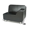 OFM Serenity Left Arm Lounge Chair w/Electrical Outlet, Black Seat & Chrome Legs w/Tungsten Tablet