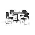 OFM 36 Square Laminate MultiPurpose X-Series Table w/Four Chairs, Gray Nebula/Black Chair (845123054970)