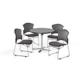 OFM 42 Round Laminate Multi-Purpose Flip-Top Table with 4 Chairs, Gray Nebula Table/Gray Chairs (PKG-BRK-039-0005)