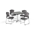 OFM 42 Square Laminate MultiPurpose FlipTop Table w/4 Chairs, Gray Nebula/Gray Chairs