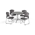 OFM 42 Round Laminate MultiPurpose Table w/4 Chairs, Gray Nebula Table/Gray Chairs (PKGBRK0430005)