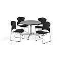 OFM 42 Round Laminate Multi-Purpose Table w/Four Chairs, Gray Nebula/Black Chair (PKG-BRK-043-0008)