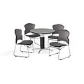 OFM 36 Round Laminate MultiPurpose MeshBase Table w/Four Chairs, Gray Nebula/Gray Chair