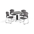 OFM 42 Square Laminate MultiPurpose MeshBase Table w/Four Chairs, Gray Nebula/Gray Chair