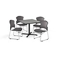 OFM 36 Square Laminate MultiPurpose X-Series Table w/Four Chairs, Gray Nebula/Gray Chair