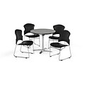 OFM 36 Round Laminate MultiPurpose FlipTop Table w/Four Chairs, Gray Nebula/Black Chair (845123058053)