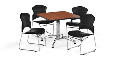 OFM 42" Square Laminate Multi-Purpose Table w/4 Chairs, Cherry Table/Black Chairs (PKG-BRK-060-0005)