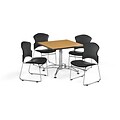 OFM 42 Square Laminate Multi-Purpose Table w/4 Chairs, Oak Table/Charcoal Chairs (PKG-BRK-060-0018)
