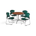 OFM 42 Round Laminate Multi-Purpose Table w/4 Chairs, Cherry Table/Teal Chairs (PKG-BRK-059-0001)