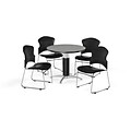 OFM 42 Round Laminate MultiPurpose MeshBase Table w/4 Chairs, Gray Nebula/Black Chairs