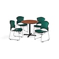 OFM 42 Round Laminate MultiPurpose X-Series Table w/4 Chairs, Cherry/Teal Chairs (PKG-BRK-067-0001)