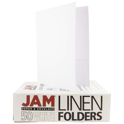JAM Paper® Two-Pocket Textured Linen Business Folders, White, Bulk 25/Pack (386LWHA)