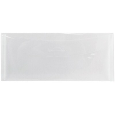 JAM Paper® #10 Plastic Envelopes with Tuck Flap Closure, 4 1/4 x 9 3/4, Clear Poly, 12/Pack (1541740)
