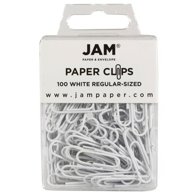 JAM Paper Small Paper Clips, White,3 Packs of 100 (2183755B)