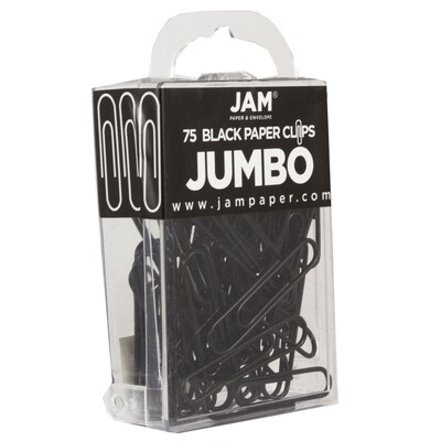 JAM Paper Jumbo Paper Clips, Black, 75/Pack (2184933)