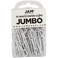 JAM Paper Jumbo Paper Clips, White, 3 Packs of 75 (2184934B)