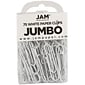 JAM Paper® Vinyl Colored Jumbo Paper Clips, Large, White, 75/Pack (2184934)