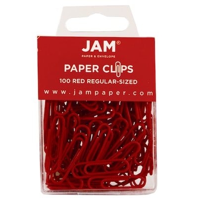 JAM Paper Small Paper Clips, Red, 100/Pack (2185200)