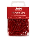 JAM Paper Small Paper Clips, Red, 100/Pack (2185200)