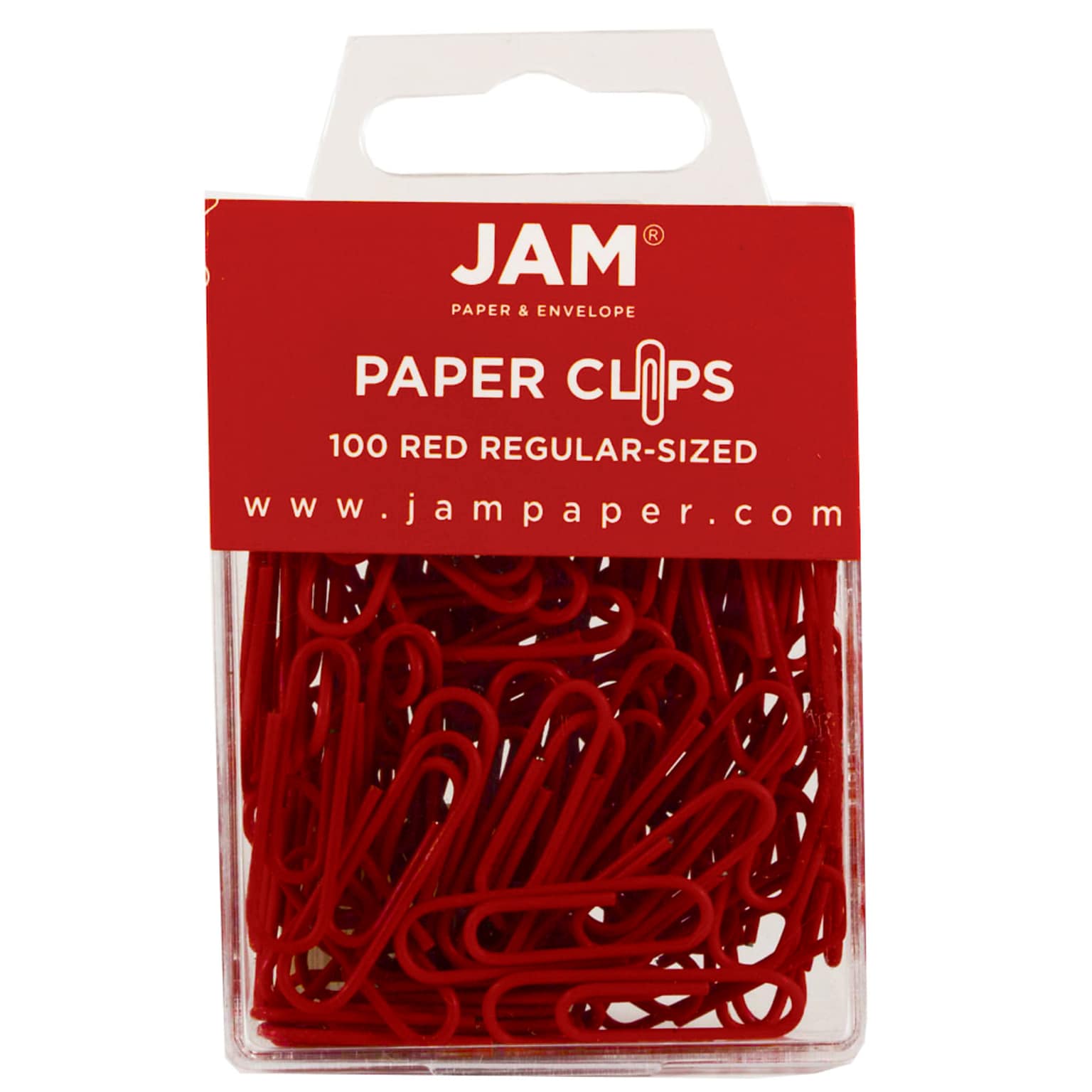 JAM Paper Small Paper Clips, Red, 100/Pack (2185200)