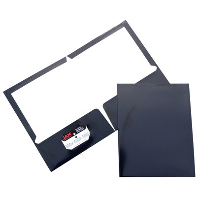 JAM Paper Glossy 2-Pocket Portfolio Folder, Navy Blue, 6/Pack (5042523d)