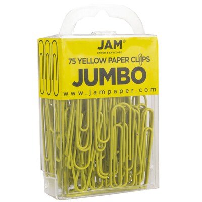 JAM Paper Jumbo Paper Clips, Yellow, 75/Pack (42182236)