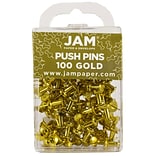 JAM Paper® Push Pins, Shiny Gold Pushpins, 100/Pack (222419051)