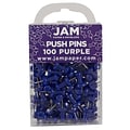 JAM Paper Push Pins, Purple, 2 Packs of 100 (222419053A)