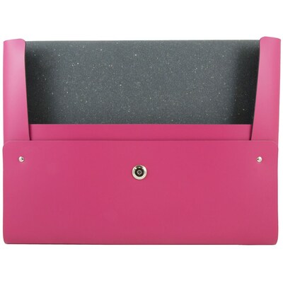 JAM Paper Leather Portfolio Case with Snap Closure, Fuchsia Pink (2233320839)