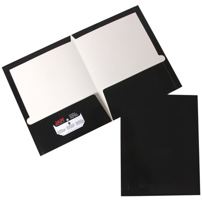 JAM Paper Glossy 2-Pocket Portfolio Folder, Black, 6/Pack (385Gbla)