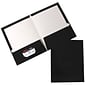 JAM Paper® Laminated Two-Pocket Glossy Presentation Folders, Black, Bulk 25/Pack (385GBLD)