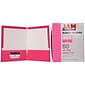 JAM Paper Laminated Two-Pocket Glossy Presentation Folders, Fuchsia Hot Pink, 50/Box (385GFUC)