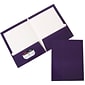 JAM Paper® Laminated Two-Pocket Glossy Presentation Folders, Purple, 6/Pack (385GPUA)