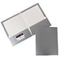 JAM Paper® Laminated Two-Pocket Glossy Presentation Folders, Silver, 25/Pack (385GSID)